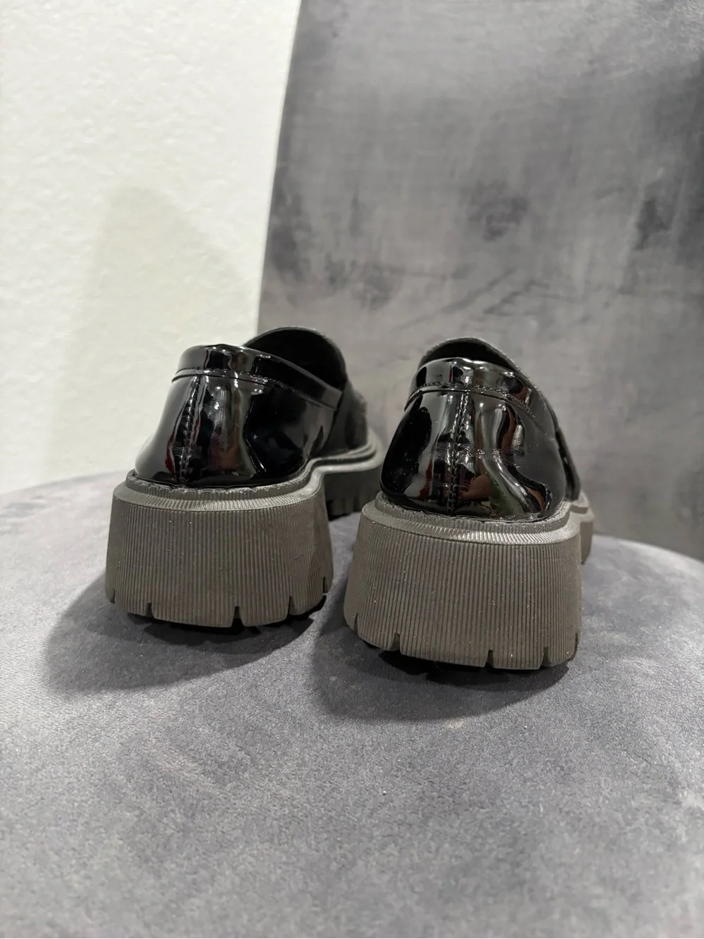 SHEIN Black Patent Chunky Loafers